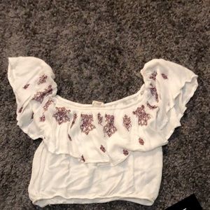 White Ruffle Crop Too